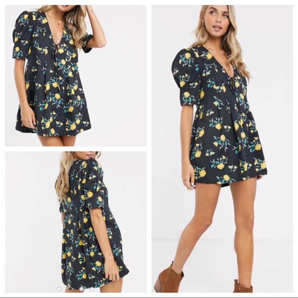 Free People Adelle floral print tunic dress Med